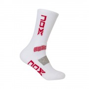 Calcetines Nox Largos M Blancos Logo Rojo