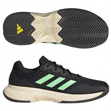 Scarpe Adidas GameCourt 2 M core nero fascio verde giallo 2022