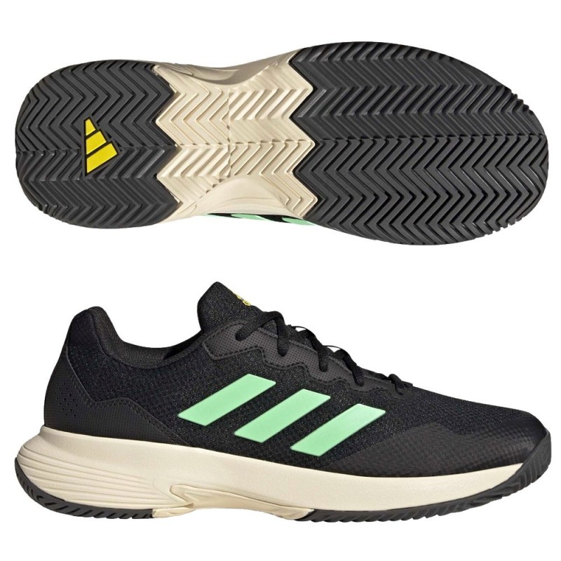Scarpe Adidas GameCourt 2 M core nero fascio verde giallo 2022 Scarpe Adidas GameCourt 2 M core nero fascio verde giallo 2022