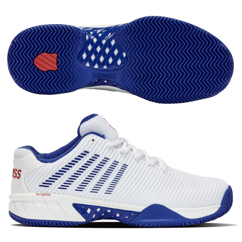 Scarpe Kswiss Hypercourt Express 2 HB bianco blu classico Scarpe Kswiss Hypercourt Express 2 HB bianco blu classico