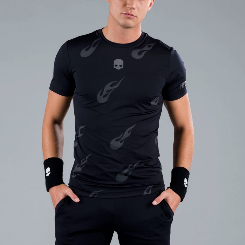 Maglietta nera Hydrogen Flames Tech Tee Maglietta nera Hydrogen Flames Tech Tee