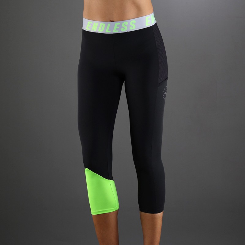 Leggins Endless Vanity Pocket Iconic 7/8 nero verde Leggins Endless Vanity Pocket Iconic 7/8 nero verde