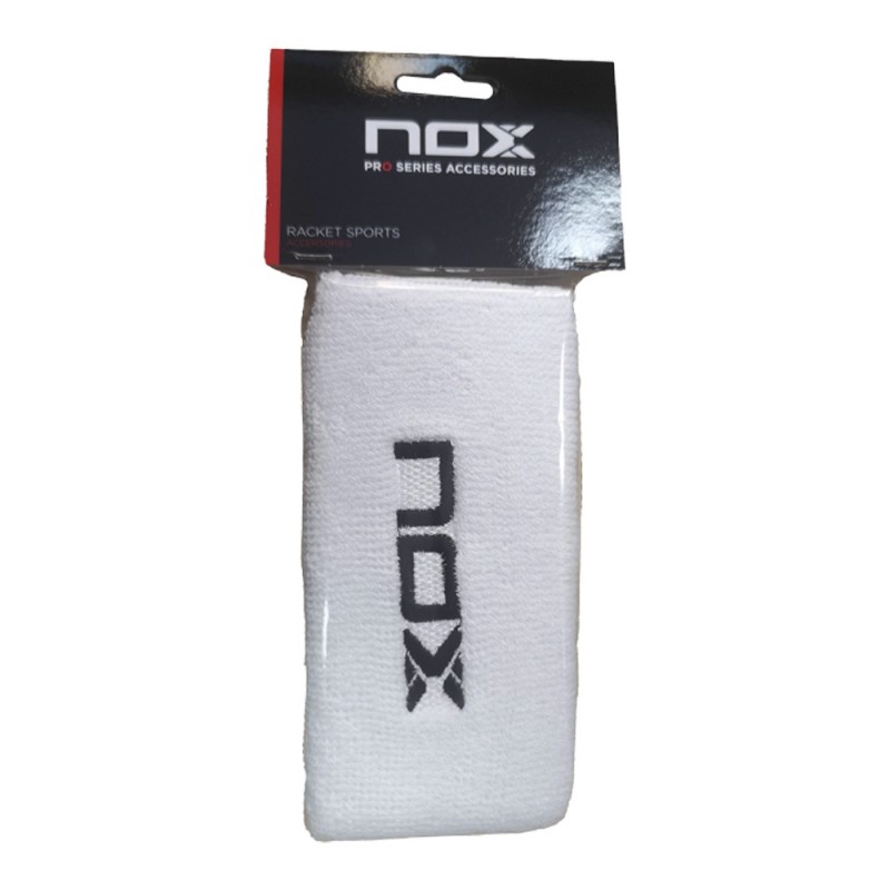 Polsini bianchi lunghi Nox con logo nero Polsini bianchi lunghi Nox con logo nero