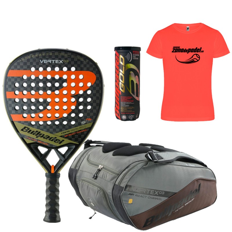 Confezione Bullpadel Vertex 03 2023 + Borsa Padel + Palline + Maglietta