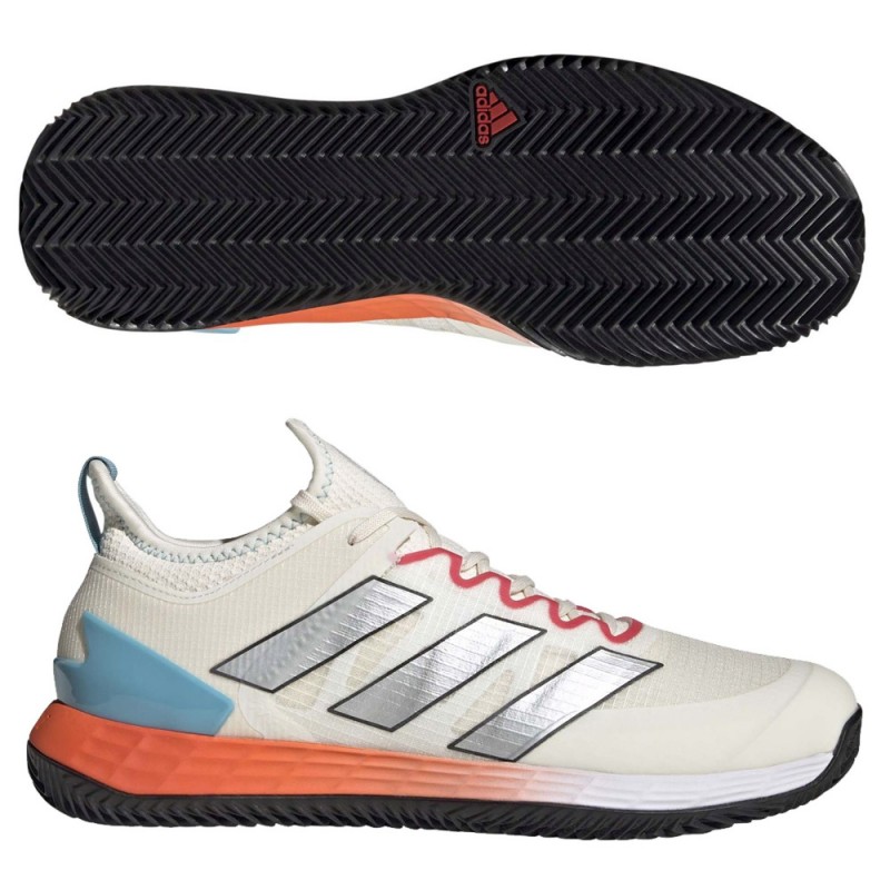 Scarpe Adidas Adizero Ubersonic 4 M Clay bianco argento 2023 Scarpe Adidas Adizero Ubersonic 4 M Clay bianco argento 2023