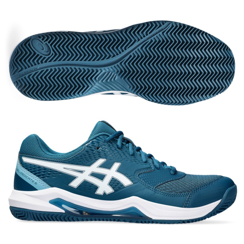 Asics Gel Dedicate 8 Clay restful teal bianco blu Asics Gel Dedicate 8 Clay restful teal bianco blu