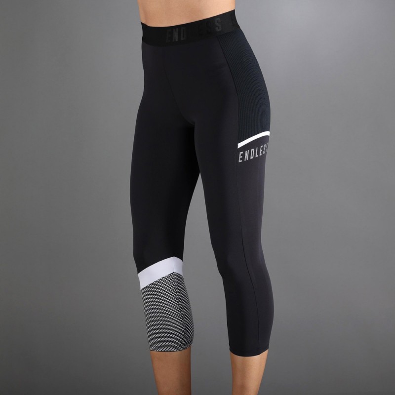 Leggings Endless Line Pocket 7/8 nero bianco Leggings Endless Line Pocket 7/8 nero bianco