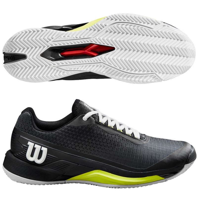 Scarpe Wilson Rush Pro 4.0 Clay black white safety yellow 2024 Scarpe Wilson Rush Pro 4.0 Clay black white safety yellow 2024