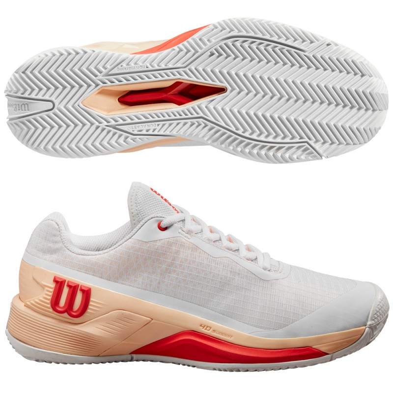 Scarpe Wilson Rush Pro 4.0 W Clay white peach 2024 Scarpe Wilson Rush Pro 4.0 W Clay white peach 2024