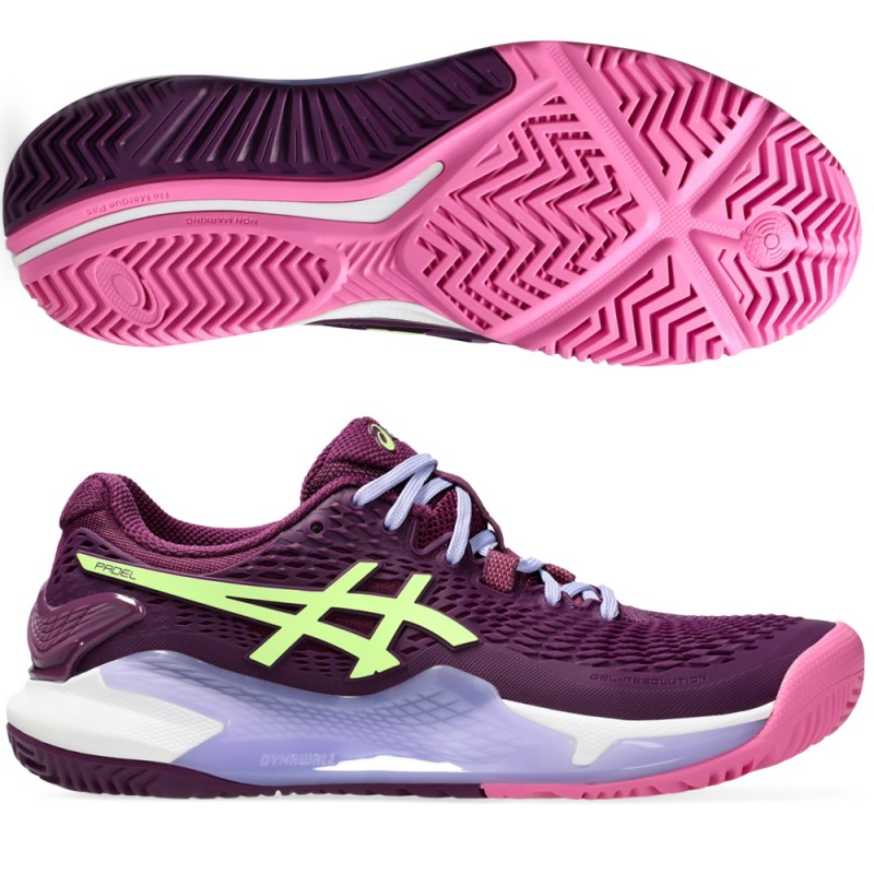 scarpe Asics Gel Resolution 9 Padel deep mauve lime green 2024 scarpe Asics Gel Resolution 9 Padel deep mauve lime green 2024