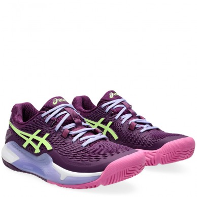 scarpe Asics Gel Resolution 9 Padel deep mauve lime green 2024