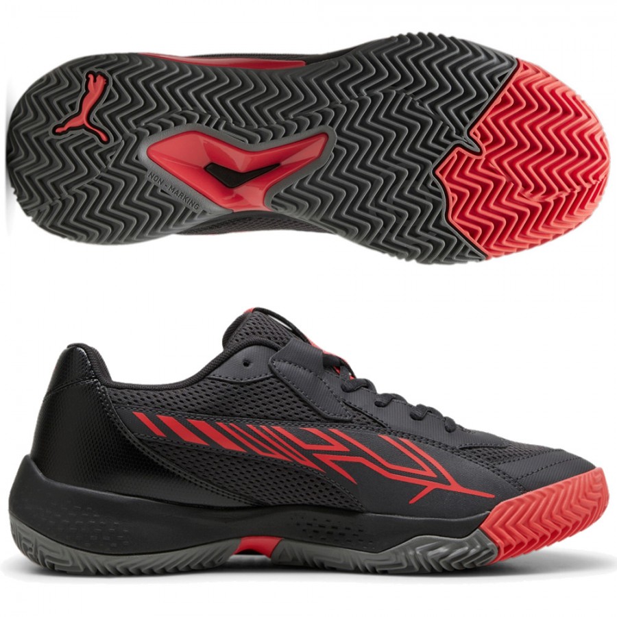 Scarpe padel Puma Nova Court grigie e rosse Zona de Padel