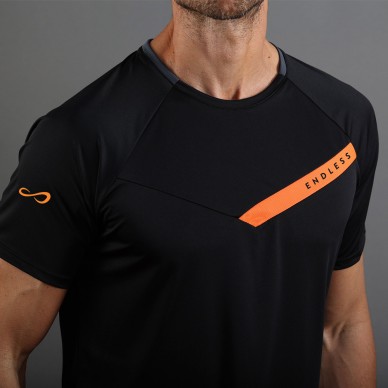 maglietta Endless Tracer nero arancione