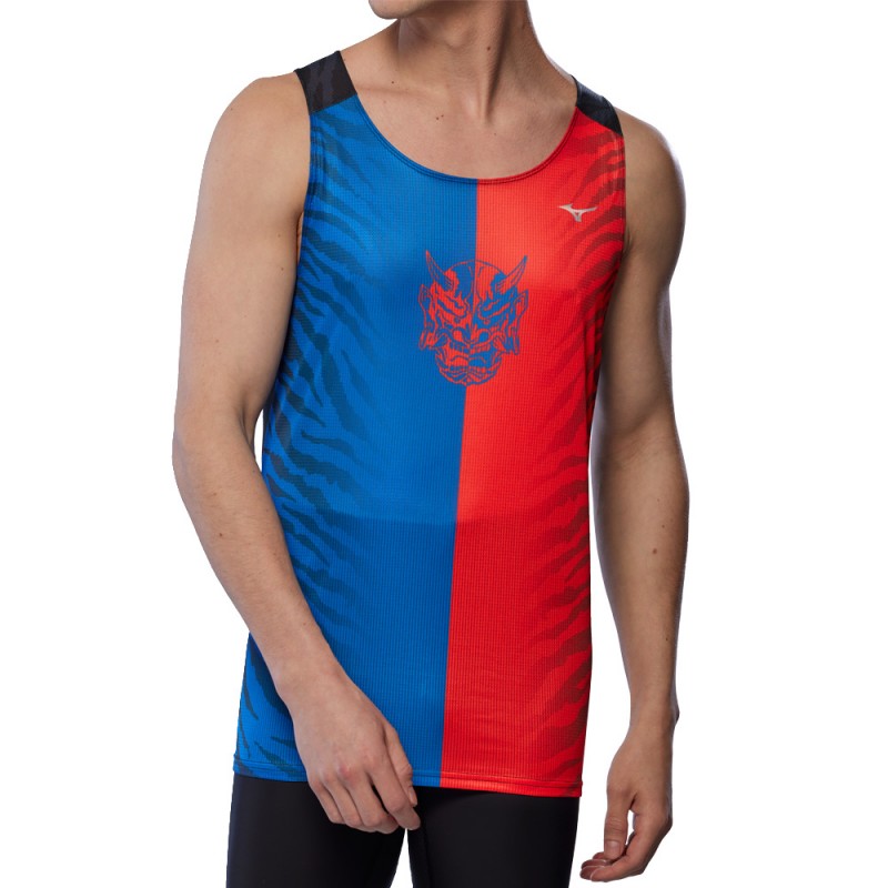 Maglietta Mizuno Dryaeroflow Graphic Tank rossa blu