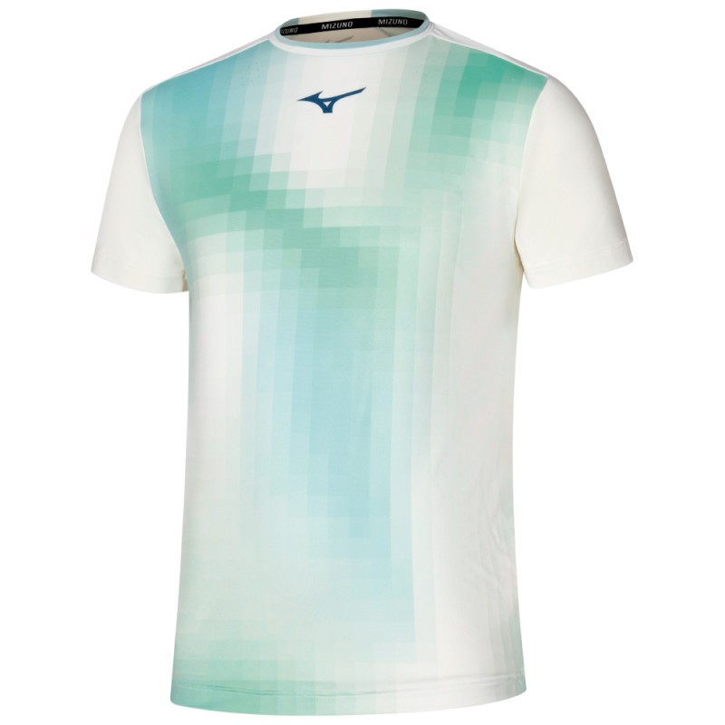 Maglietta Mizuno Tennis Shadow Graphic Tee verde bianca