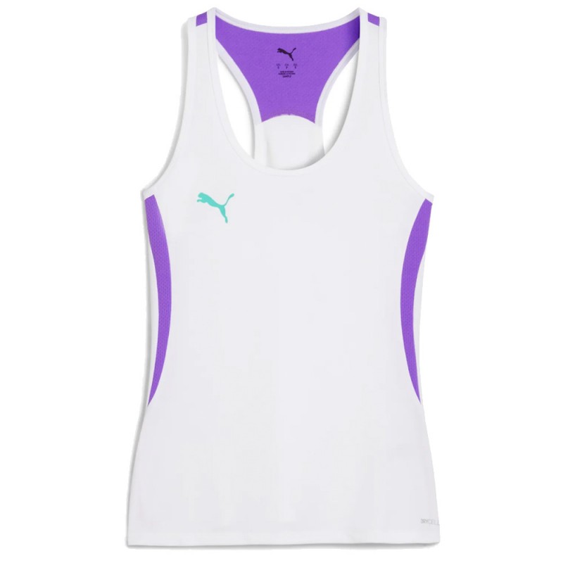Maglietta Puma Individual Padel Tank bianca lilla Maglietta Puma Individual Padel Tank bianca lilla