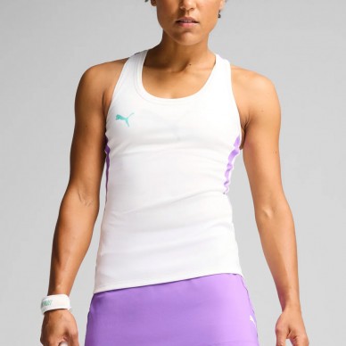 Maglietta Puma Individual Padel Tank bianca lilla