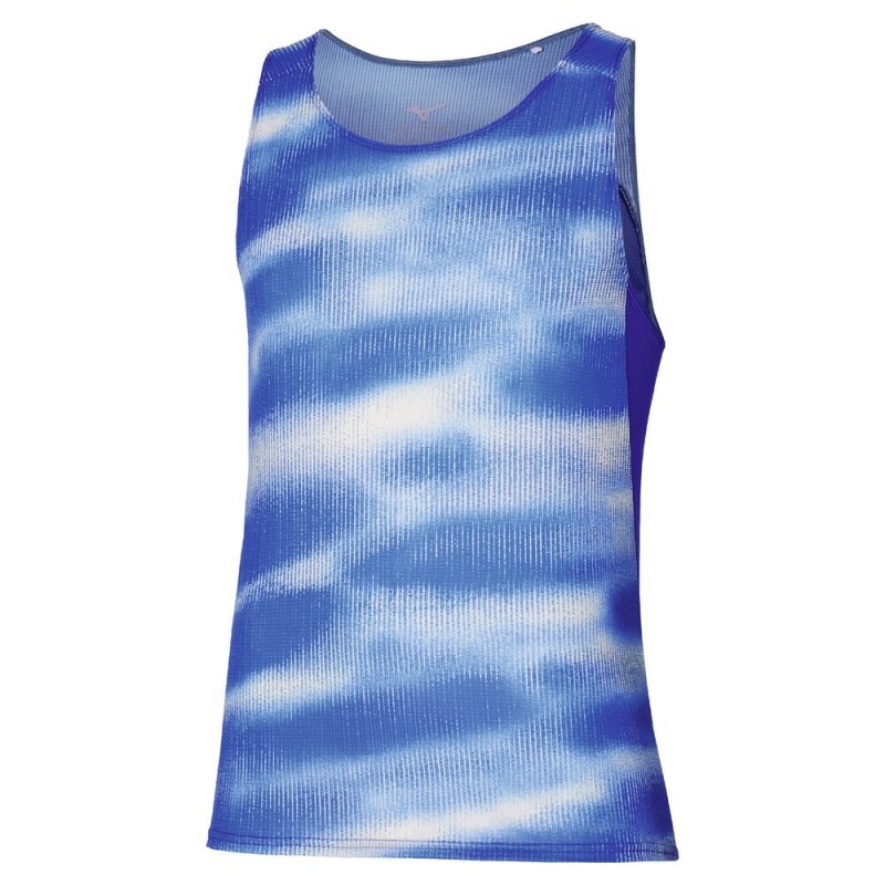 Maglietta Mizuno Dryaeroflow Graphic Tank blu bianca Maglietta Mizuno Dryaeroflow Graphic Tank blu bianca