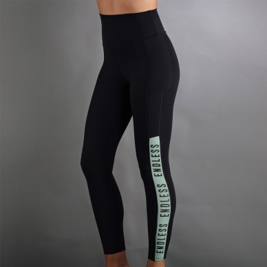 Leggings Endless Syncro nero verde foresta