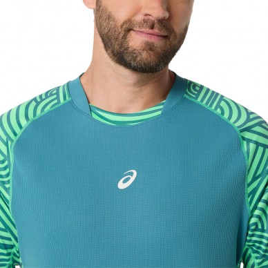 Maglietta Asics Court All Over Print SS Top verde azulado