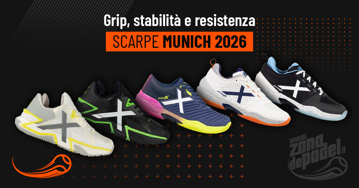 Scarpe Munich 2026 per padel: guida alla collezione Icon, Padx, Atomik e Focus